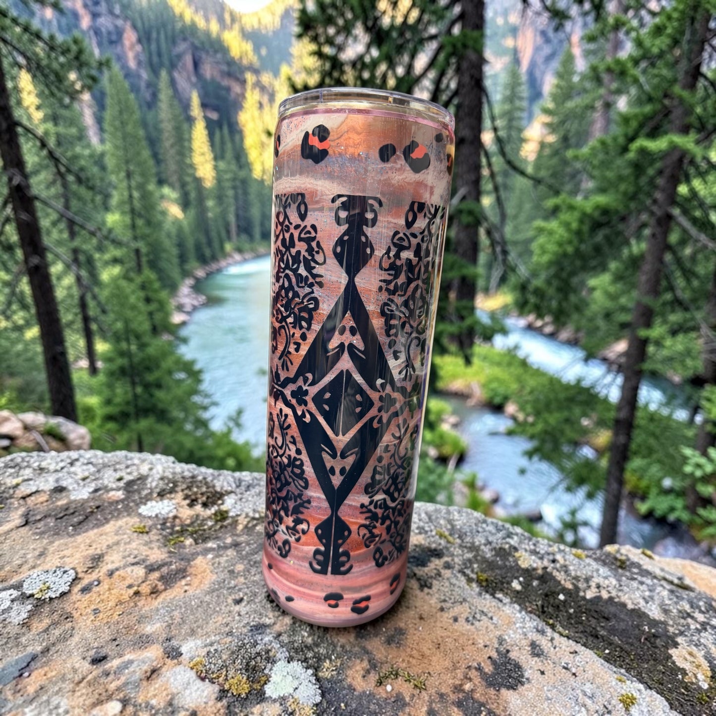 30 oz Pink rose and leopard tumbler