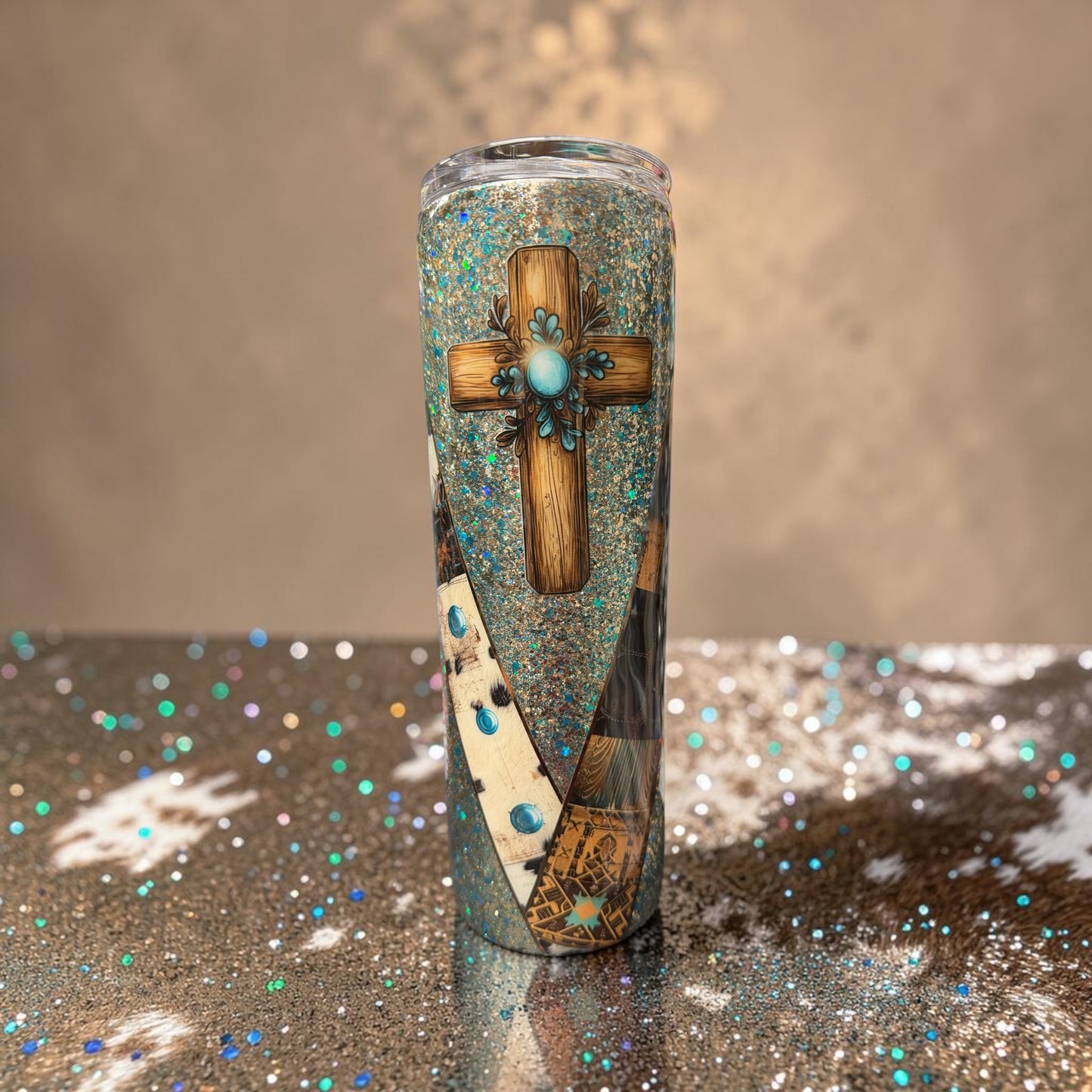 30 oz Country jade and cross tumbler