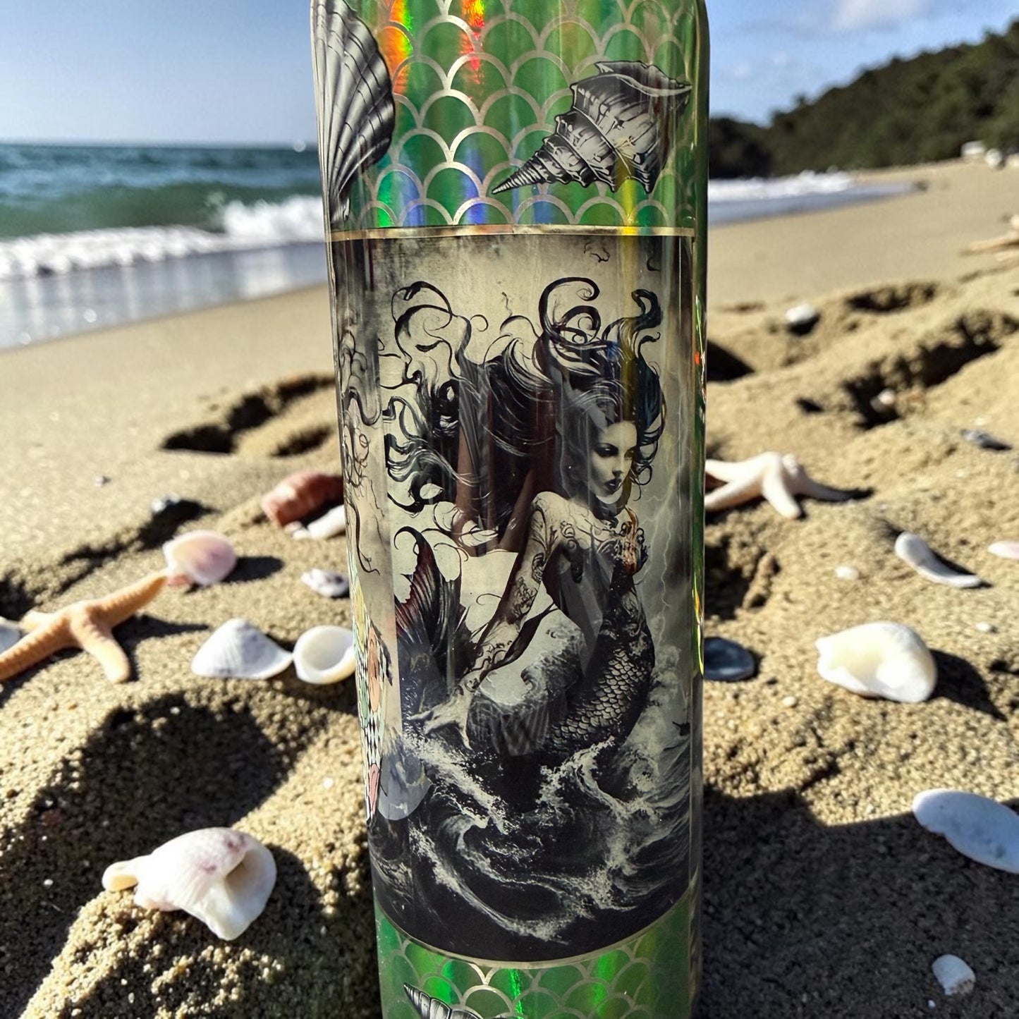 30 oz Mermaid and shells tumbler