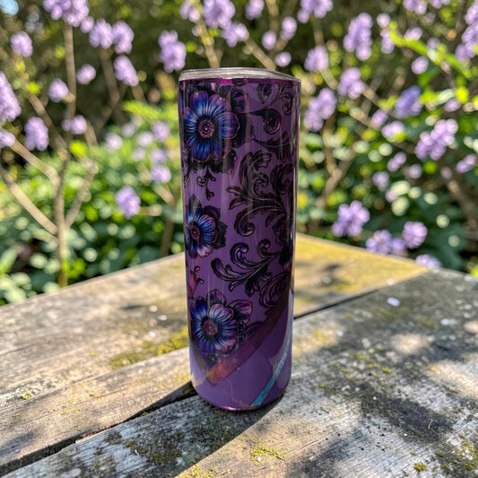 20 oz Purple and blue flowers