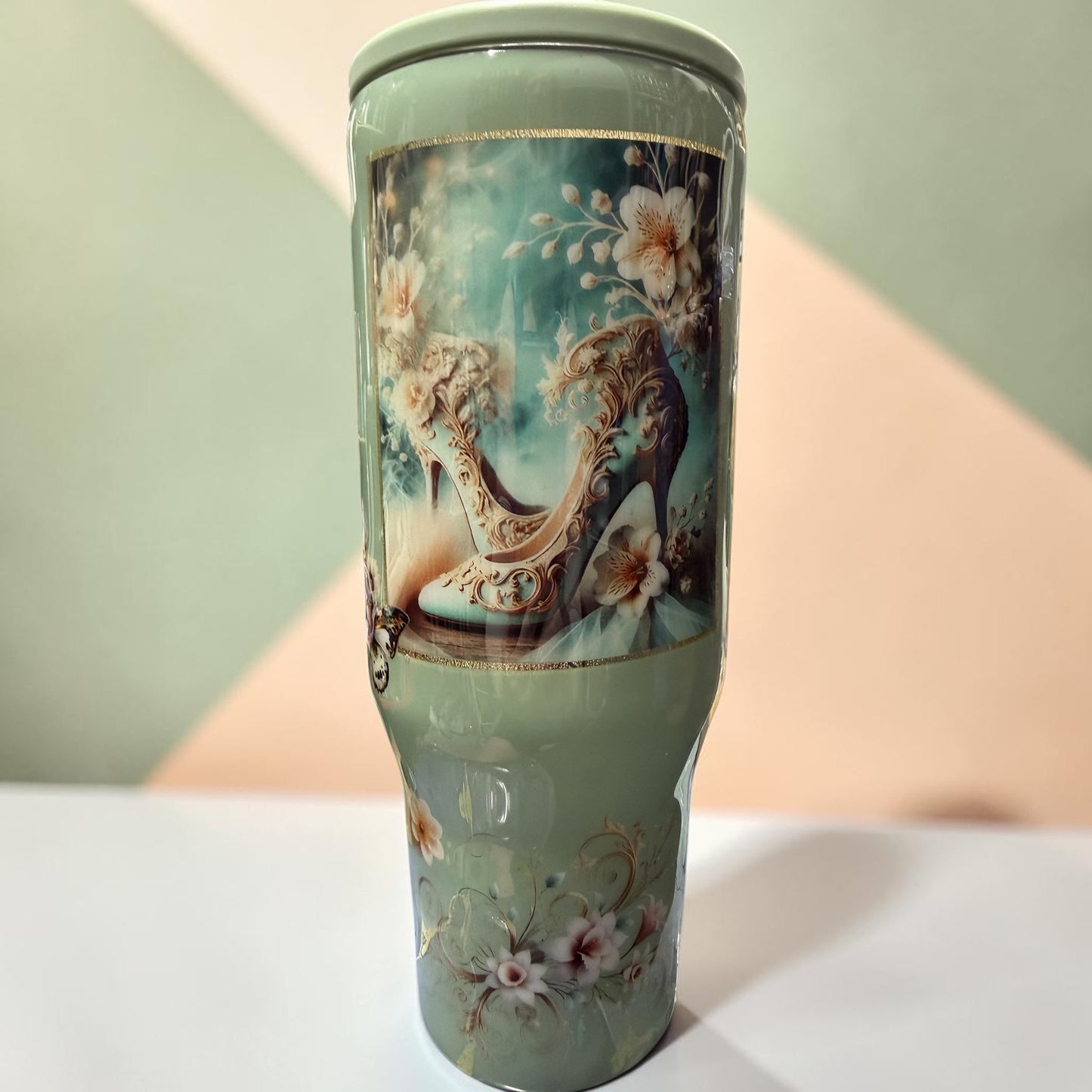 40 oz Cinderella slipper tumbler