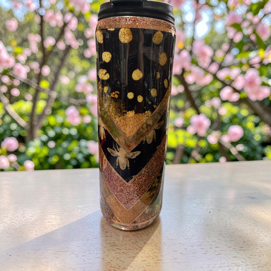 20 oz Cooper design with glitter and bees tumbler