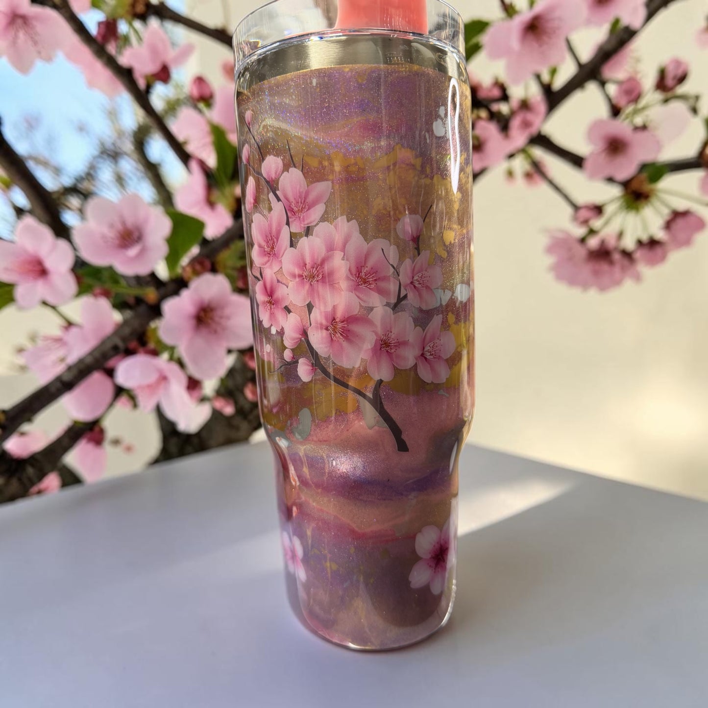 40 oz Cherry Blossom tumbler