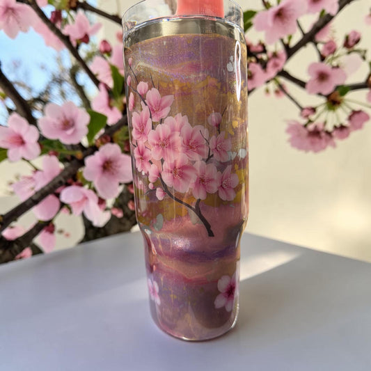 40 oz Cherry Blossom tumbler