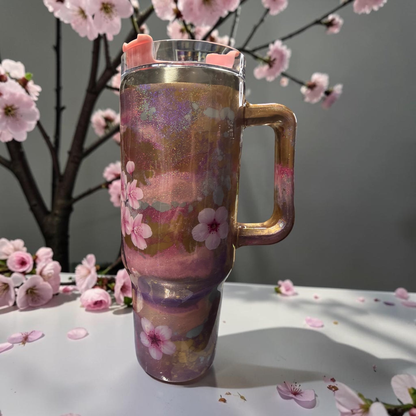 40 oz Cherry Blossom tumbler