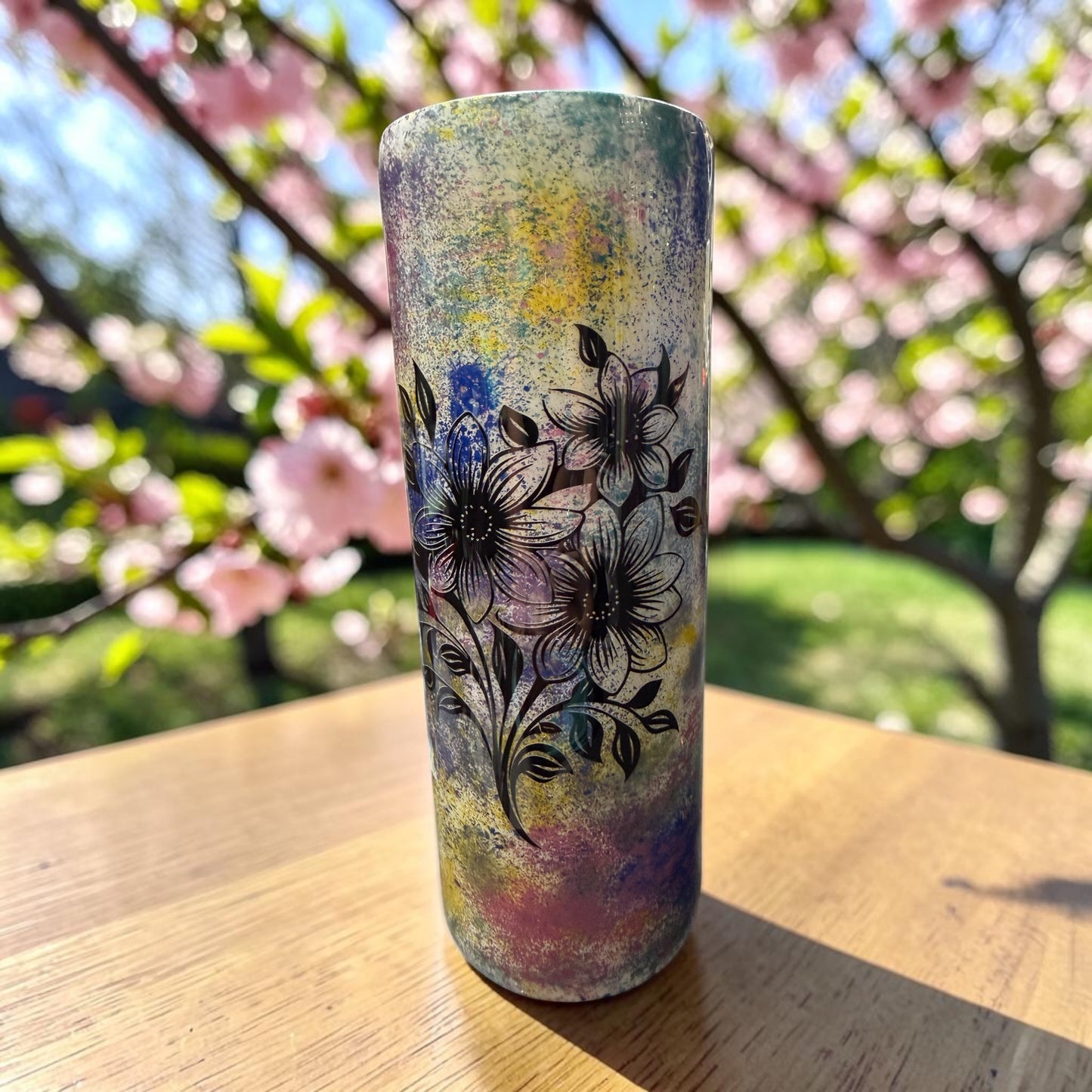 20 OZ Splatter and flowers tumbler
