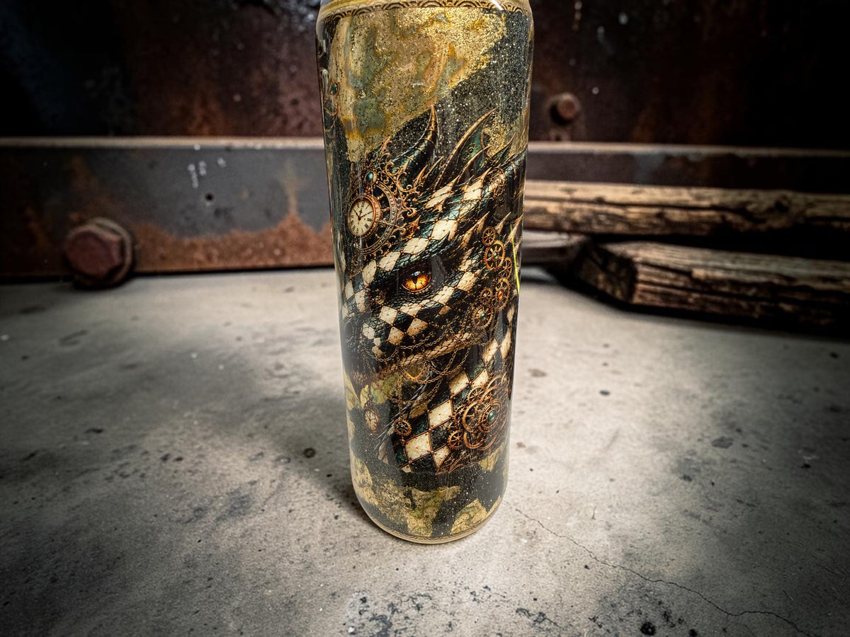 20 oz Dragon and steampunk tumbler
